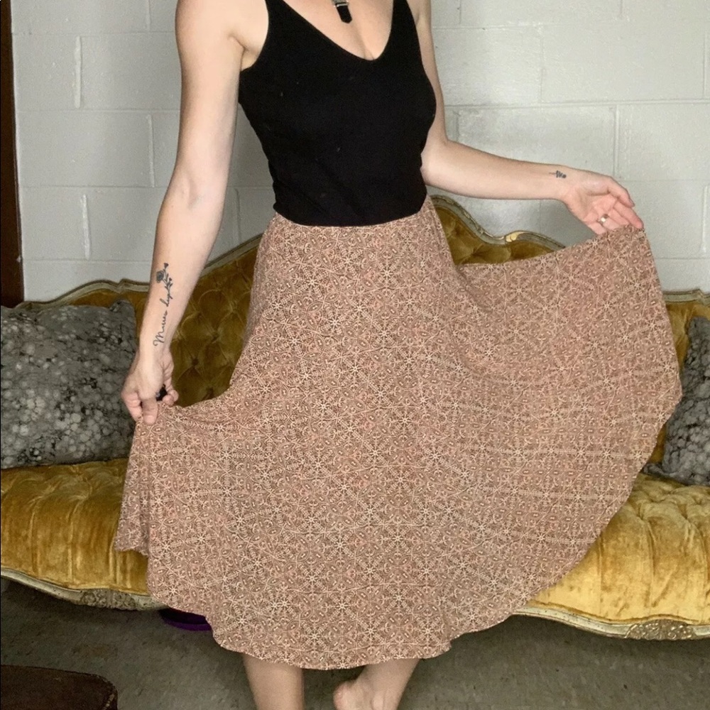 💛 East Fifth Blood Orange /Brown Flowey Skirt